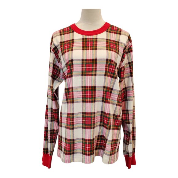 HANNA ANDERSSON SZ L Unisex Adult Holiday Plaid Long John Pajama Top - Picture 1 of 11